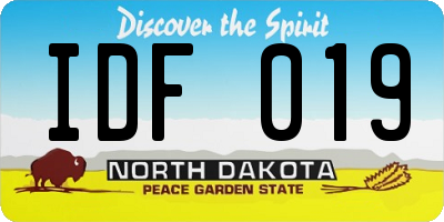 ND license plate IDF019