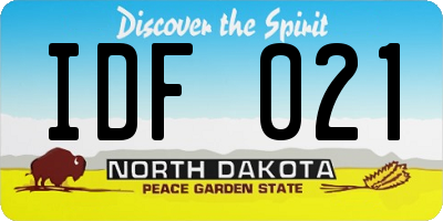 ND license plate IDF021