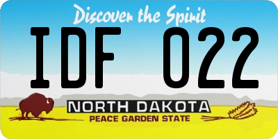 ND license plate IDF022
