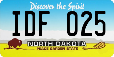ND license plate IDF025