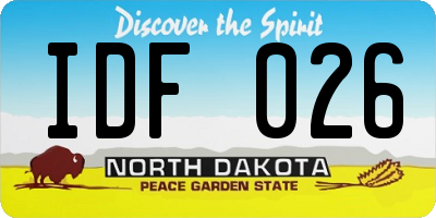 ND license plate IDF026