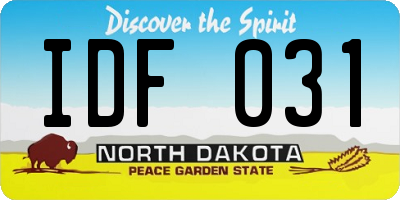 ND license plate IDF031