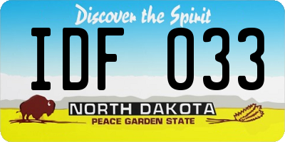 ND license plate IDF033