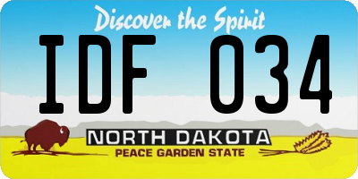 ND license plate IDF034
