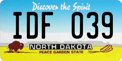 ND license plate IDF039