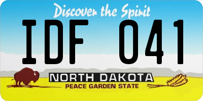 ND license plate IDF041