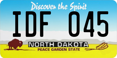 ND license plate IDF045