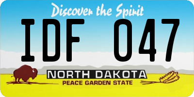 ND license plate IDF047