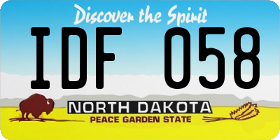 ND license plate IDF058