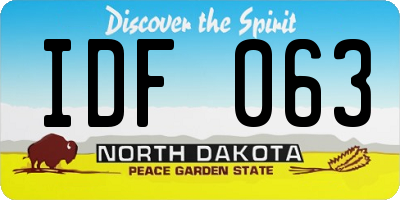 ND license plate IDF063