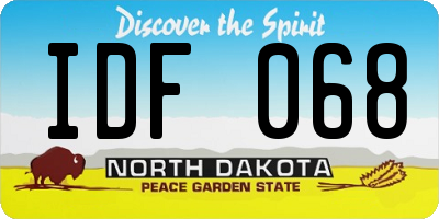ND license plate IDF068
