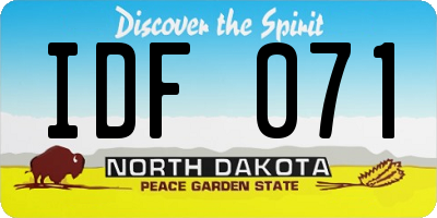 ND license plate IDF071