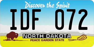 ND license plate IDF072