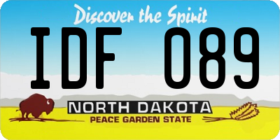 ND license plate IDF089
