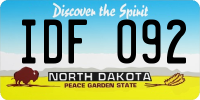 ND license plate IDF092