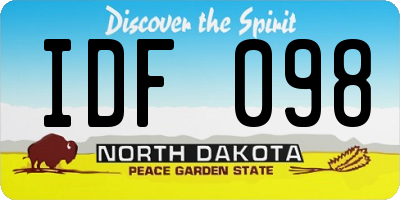 ND license plate IDF098