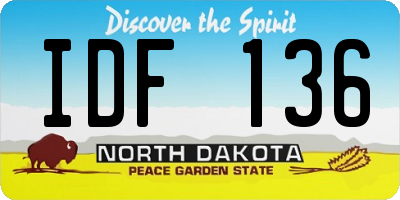 ND license plate IDF136