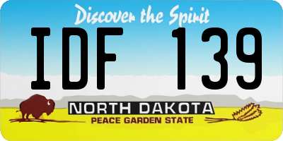 ND license plate IDF139