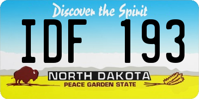 ND license plate IDF193