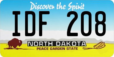 ND license plate IDF208