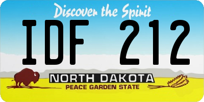 ND license plate IDF212