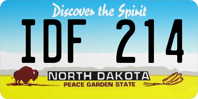ND license plate IDF214