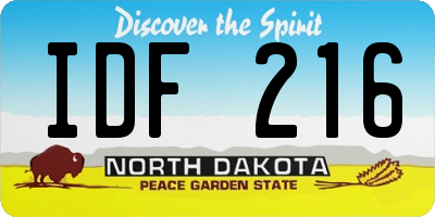ND license plate IDF216