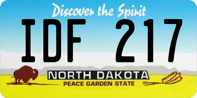 ND license plate IDF217