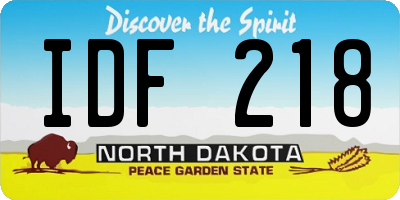 ND license plate IDF218