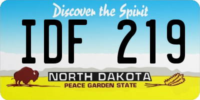 ND license plate IDF219