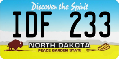 ND license plate IDF233