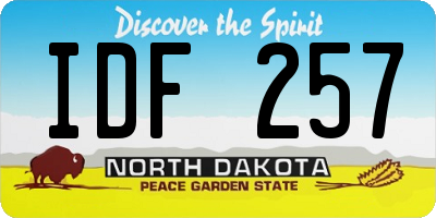 ND license plate IDF257