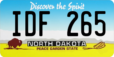 ND license plate IDF265