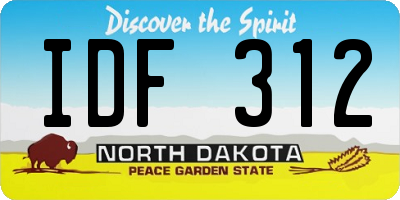 ND license plate IDF312
