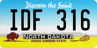 ND license plate IDF316