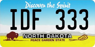 ND license plate IDF333