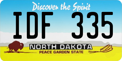 ND license plate IDF335