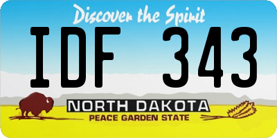 ND license plate IDF343