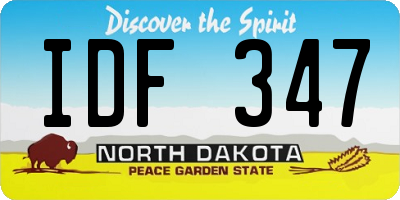 ND license plate IDF347