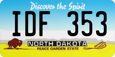 ND license plate IDF353