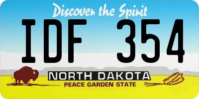 ND license plate IDF354