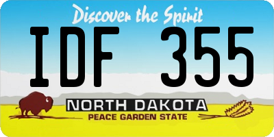 ND license plate IDF355