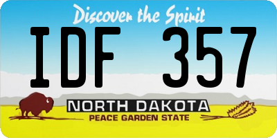 ND license plate IDF357