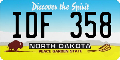 ND license plate IDF358