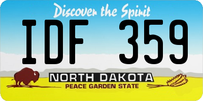 ND license plate IDF359