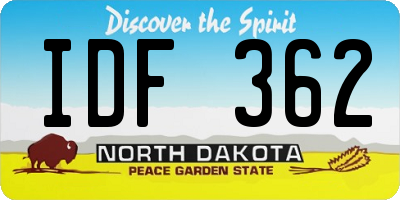 ND license plate IDF362
