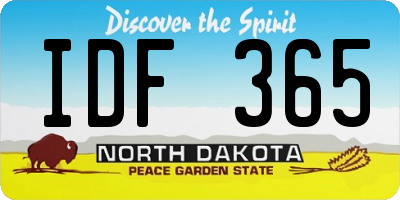 ND license plate IDF365