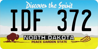 ND license plate IDF372
