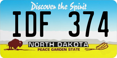 ND license plate IDF374