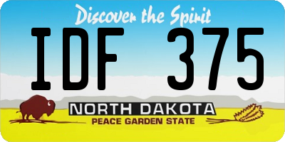 ND license plate IDF375